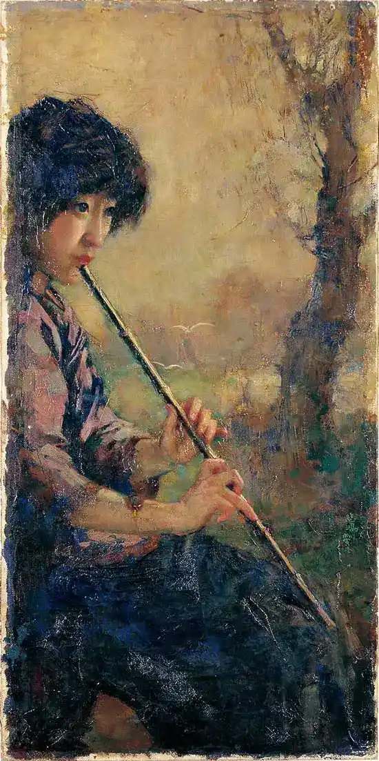 《箫声》徐悲鸿