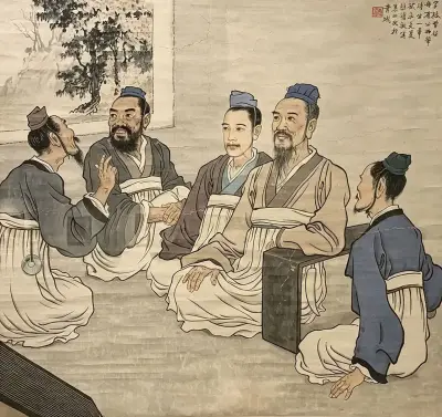 《孔子讲学》徐悲鸿