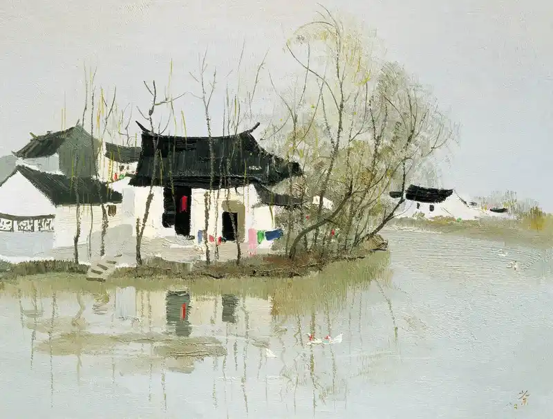 《水上人家（又名“江南春”）》吴冠中