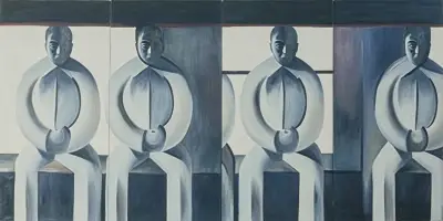 《带窗口的自画像》谷文达